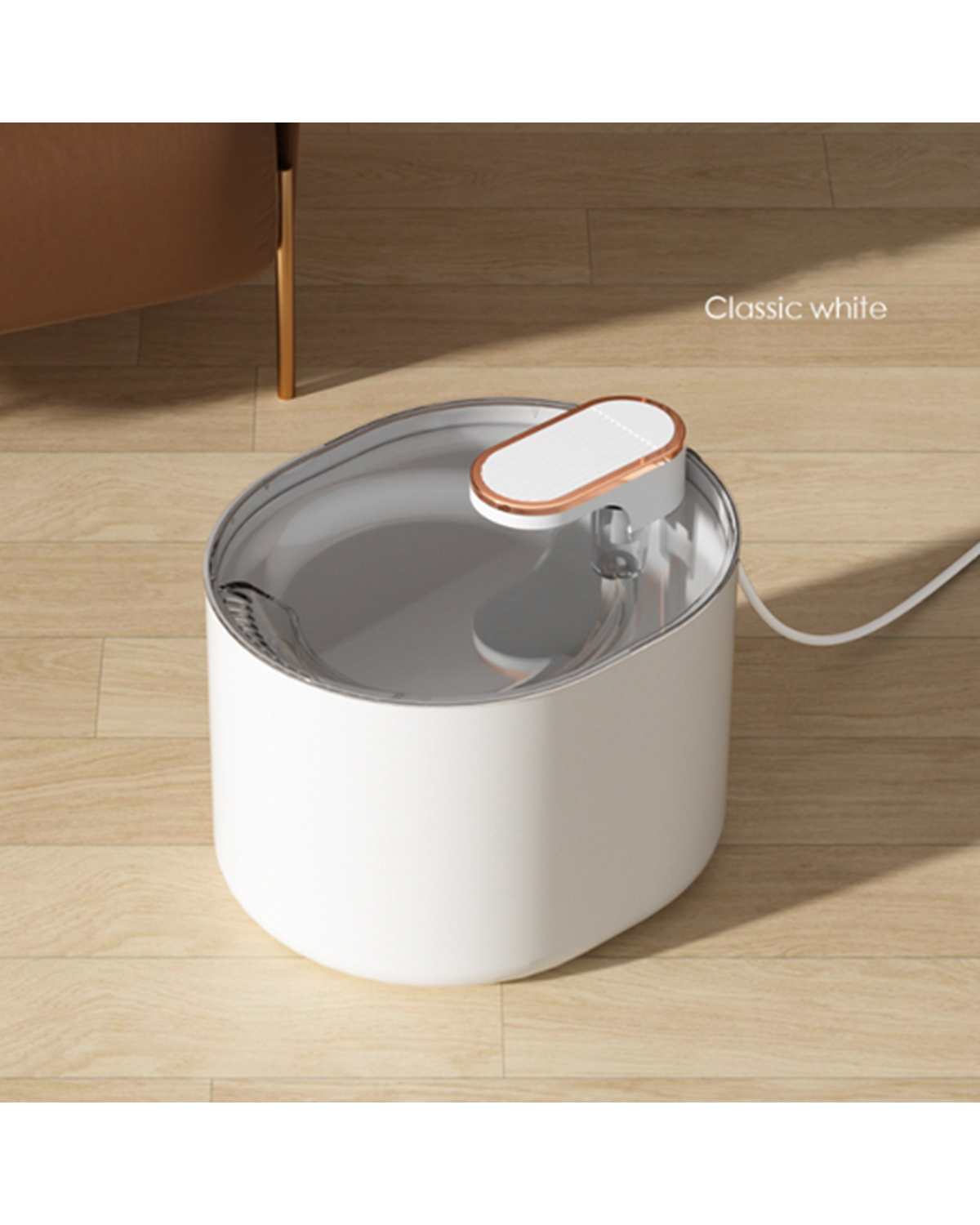 Fuente de agua automática silenciosa para mascotas de 3 litros - color blanco