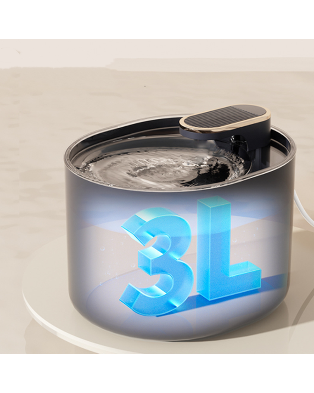 Fuente de agua automática silenciosa para mascotas de 3 litros - color gris