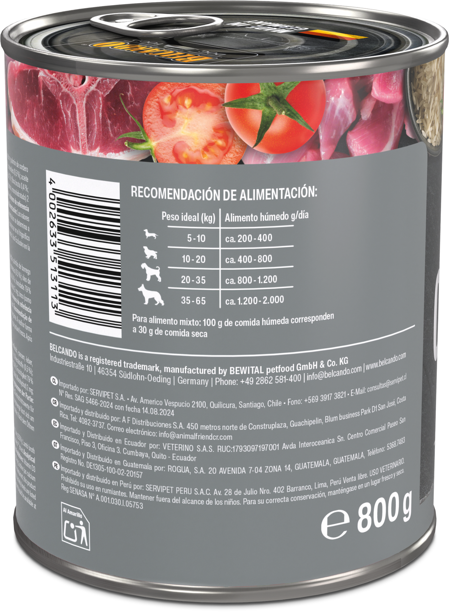 Lata para Perros Belcando Cordero 800 gr
