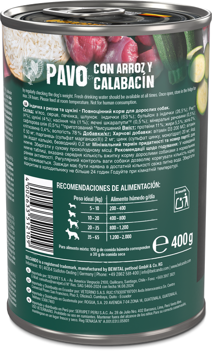 Lata para Perros Belcando Pavo 400 gr