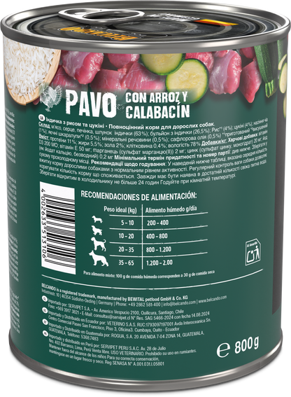 Lata para Perros Belcando Pavo 800 gr