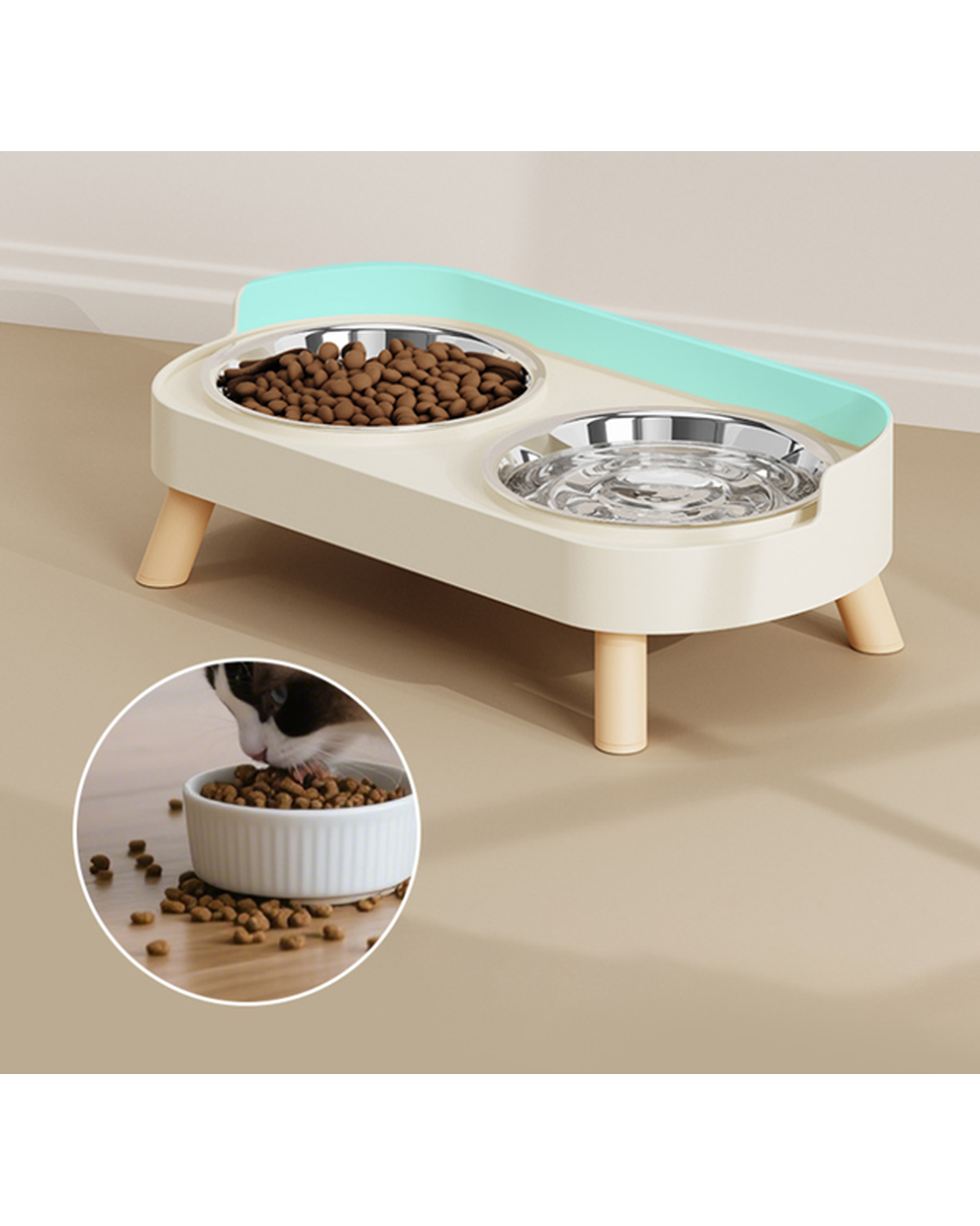 Comedero Doble Antiderrames 35 x 17 x 10 cm