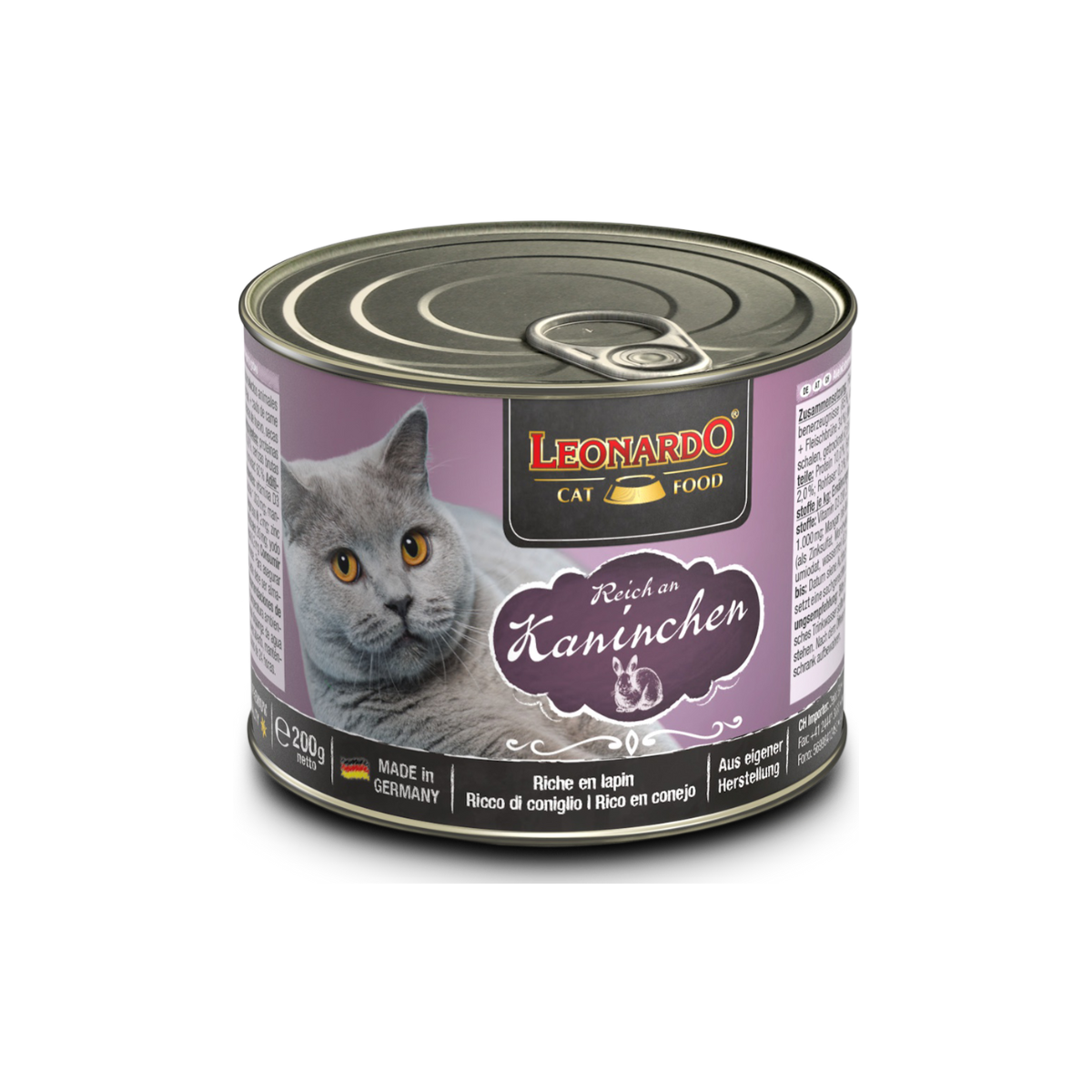 Lata QS para Gatos Leonardo Conejo 200 gr