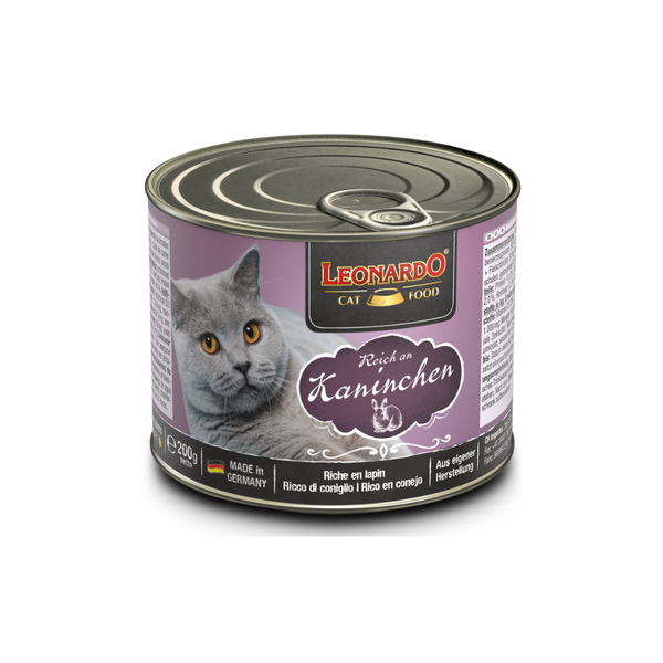Lata QS para Gatos Leonardo Conejo 200 gr