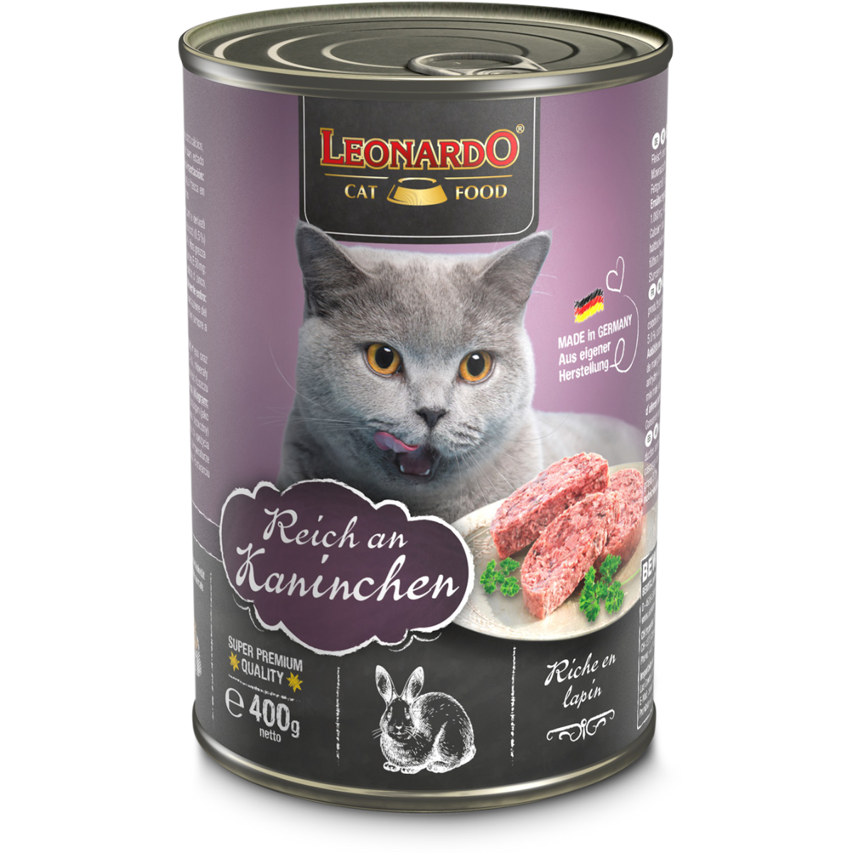 Lata QS para Gatos Leonardo Conejo 400 gr
