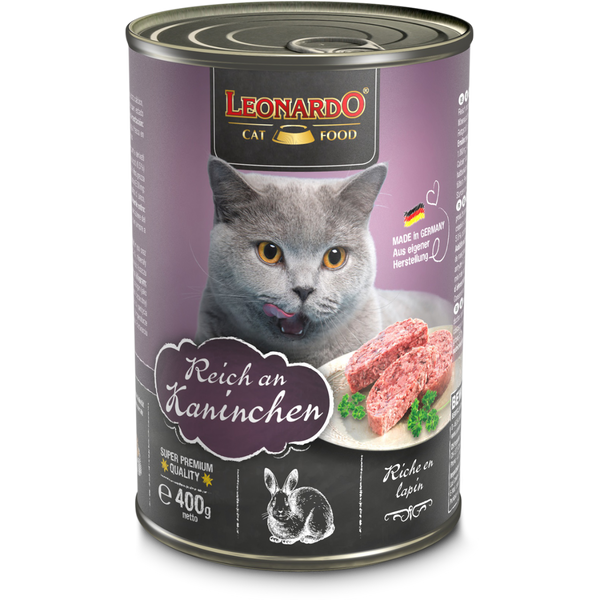 Lata QS para Gatos Leonardo Conejo 400 gr