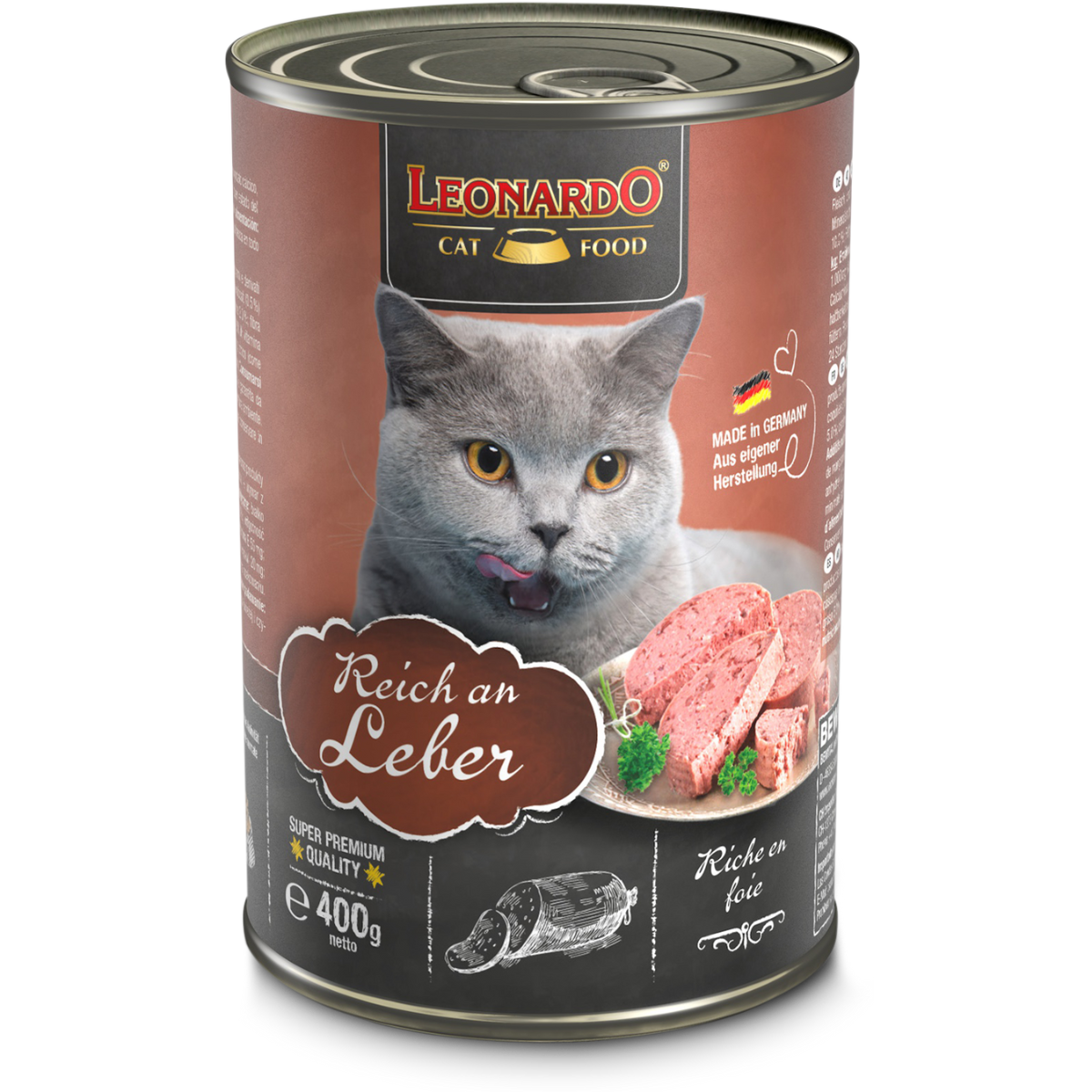 Lata QS para Gatos Leonardo Hígado 400 gr