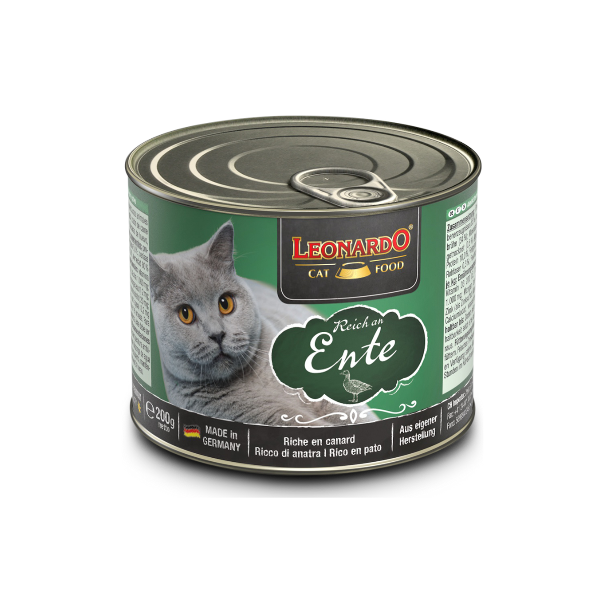 Lata QS para Gatos Leonardo Pato 200 gr