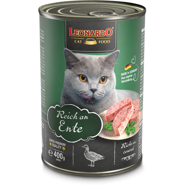 Lata QS para Gatos Leonardo Pato 400 gr