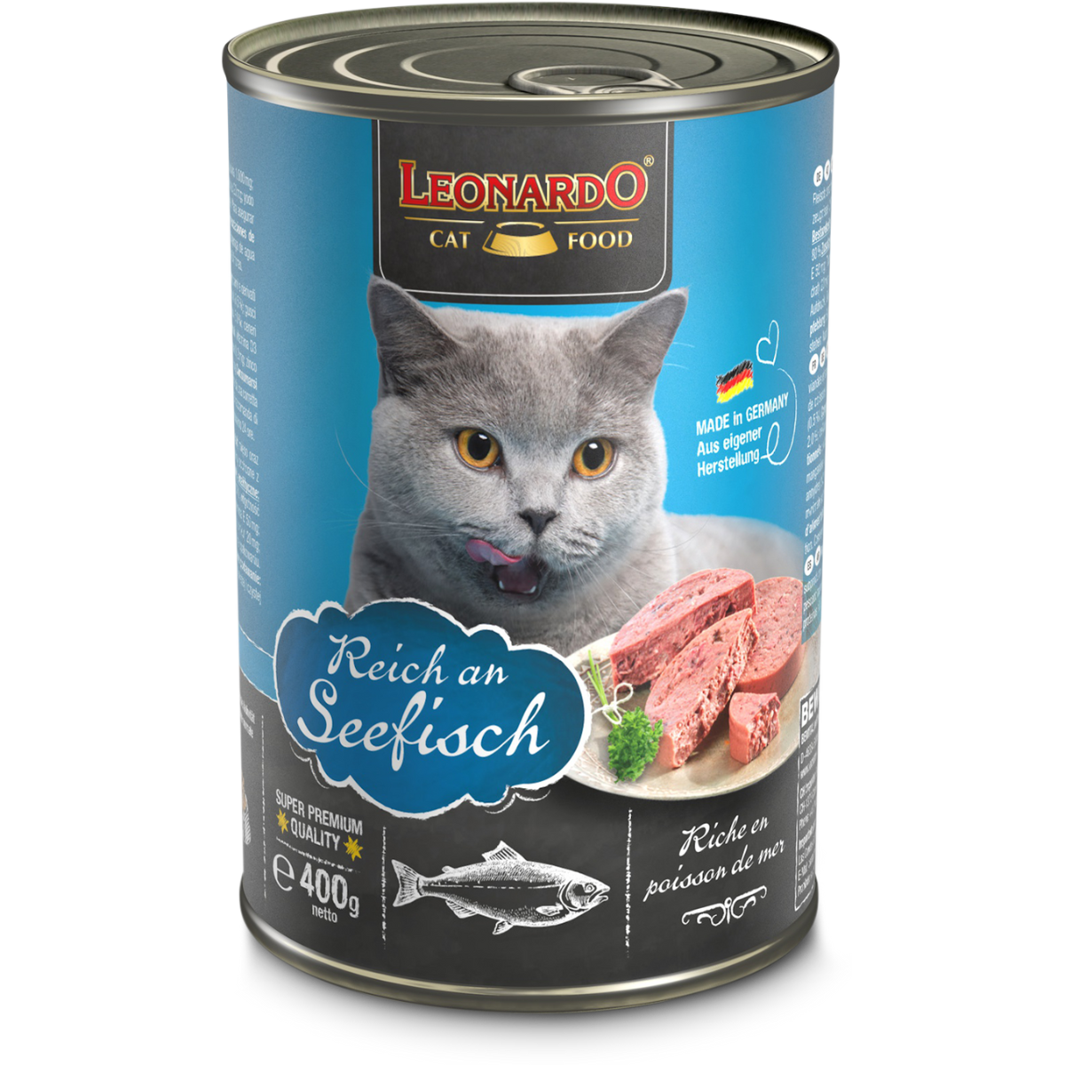 Lata QS para Gatos Leonardo Pescado 400 gr