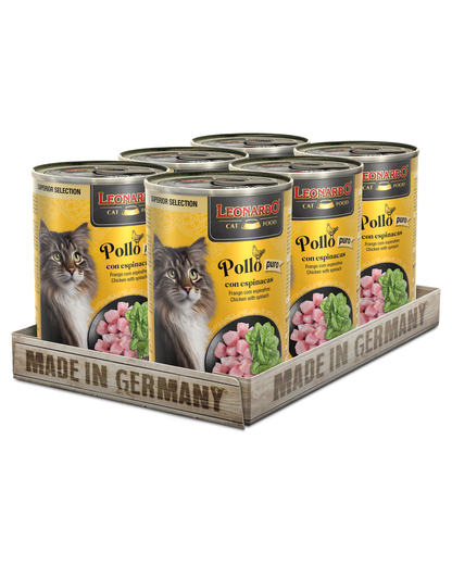 Lata SUP para Gatos Leonardo Pollo con Espinaca - 400 gr
