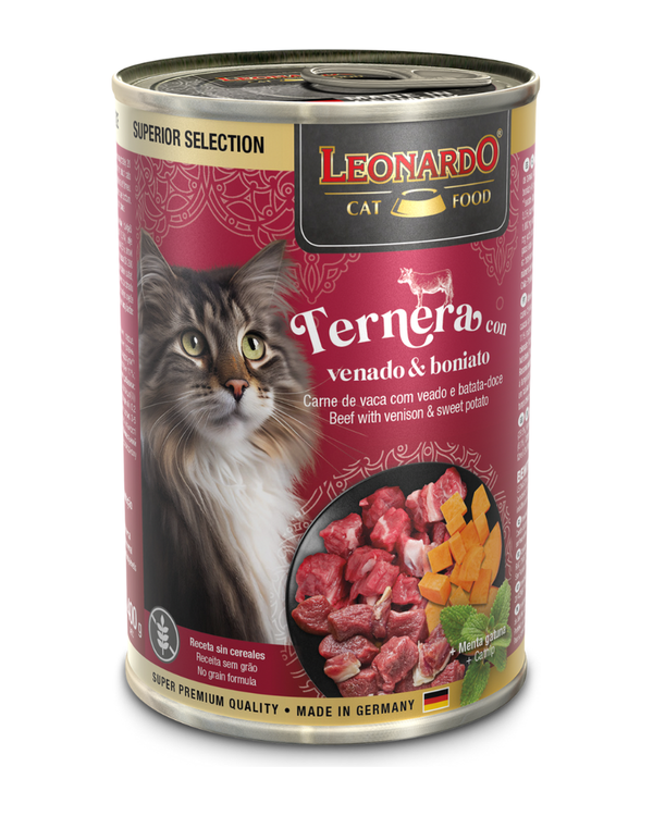 Lata SUP para Gatos Leonardo Ternera con Venado - 400 gr