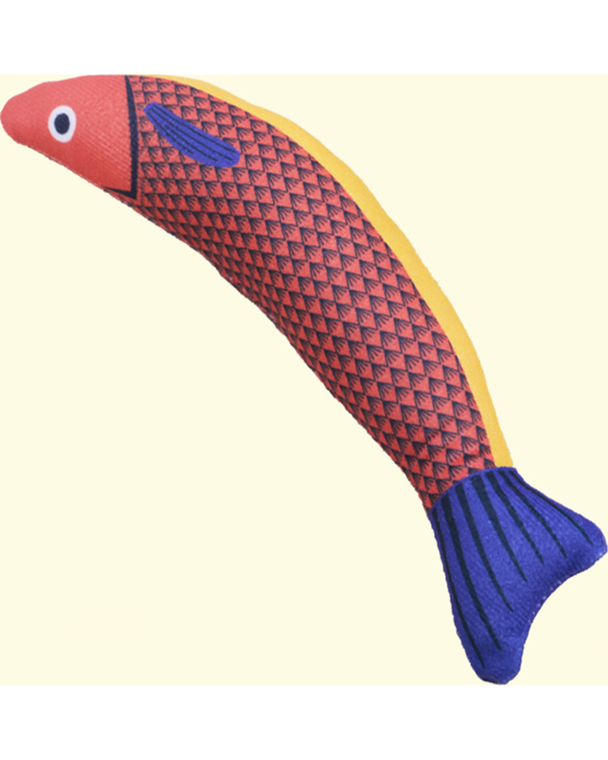 Juguete para gatos en forma de pez escamas rojas y azules