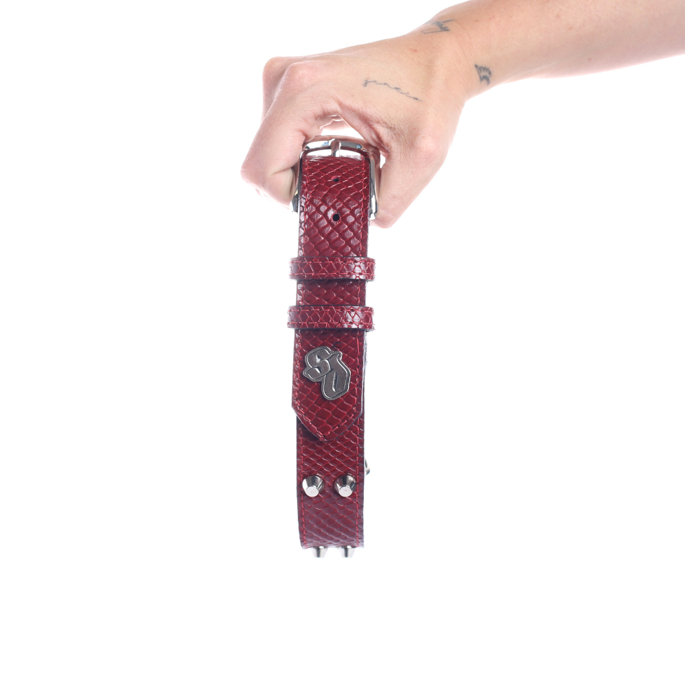 Street Dogs Collar Cuero 3cm Dark Red