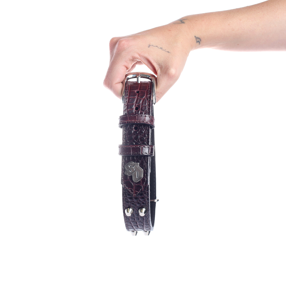 Street Dogs Collar Cuero 3cm Red Wine
