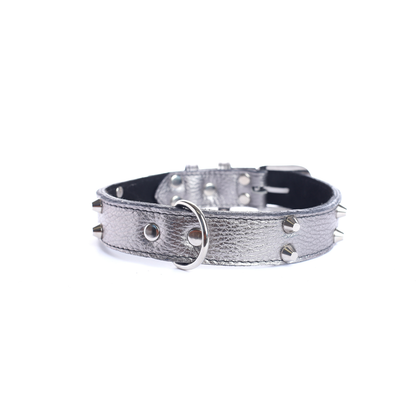 Street Dogs Collar Cuero 3cm Silver